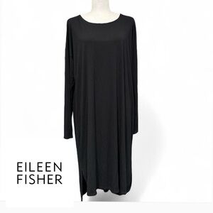 Eileen Fisher Elegant Black Long Sleeve Stretchy Dress L